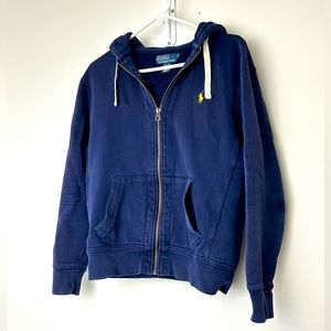 Ralph Lauren Navy Blue Hoodie with Yellow Logo